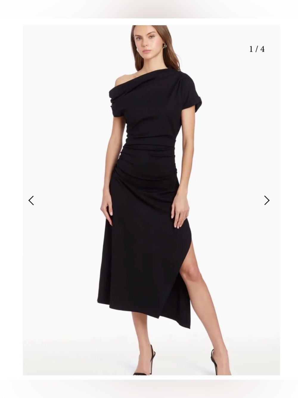 Amanda Uprichard Black One Shoulder Cocktail Midi Dress NWT XS